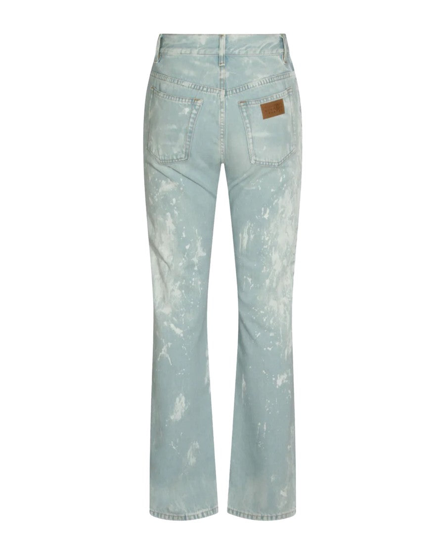 Mm6 By Maison Margiela Straight-Leg Light Blue Jeans With Hand-Painted Detailing