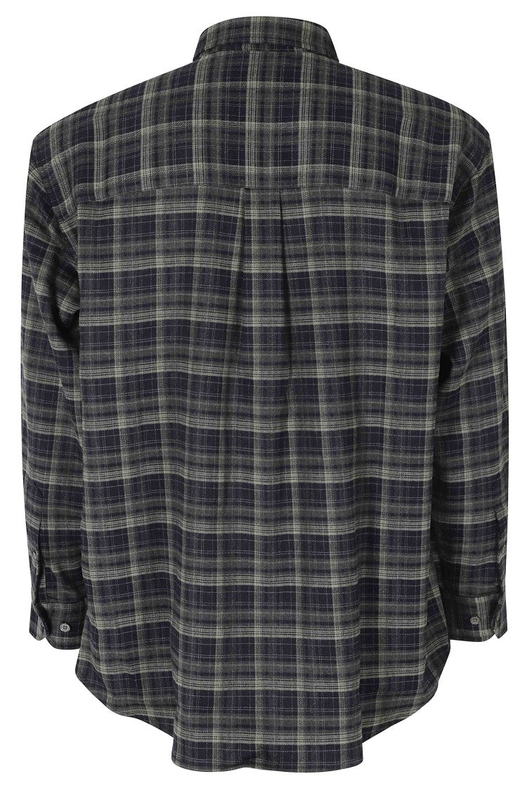 Dunst Emerald Navy Checked Flannel Polyester-Blend Casual Shirt