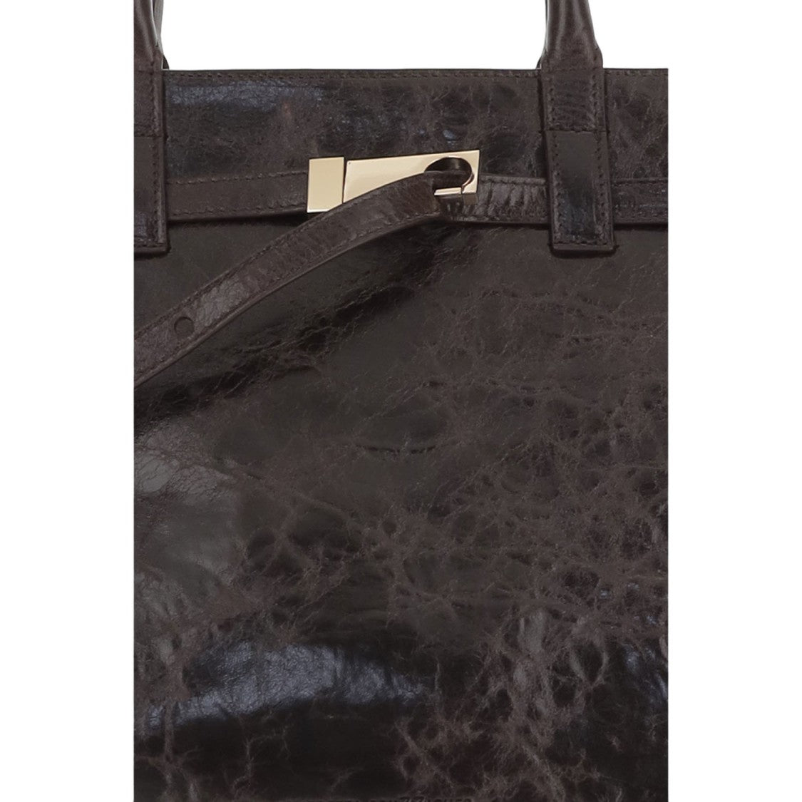 Benedetta Bruzziches Sculpted Dark Brown Leather Bag With Metal Accents