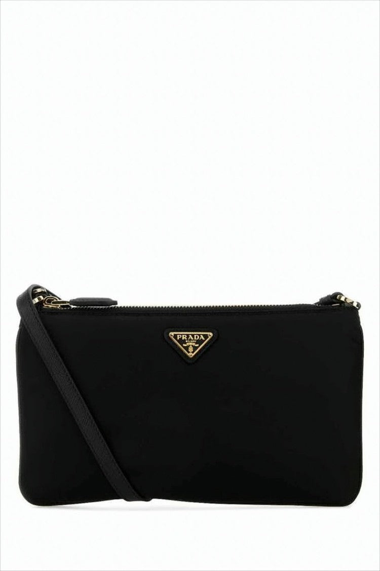 Prada Rectangular Black Polyamide Clutch With Zip Closure