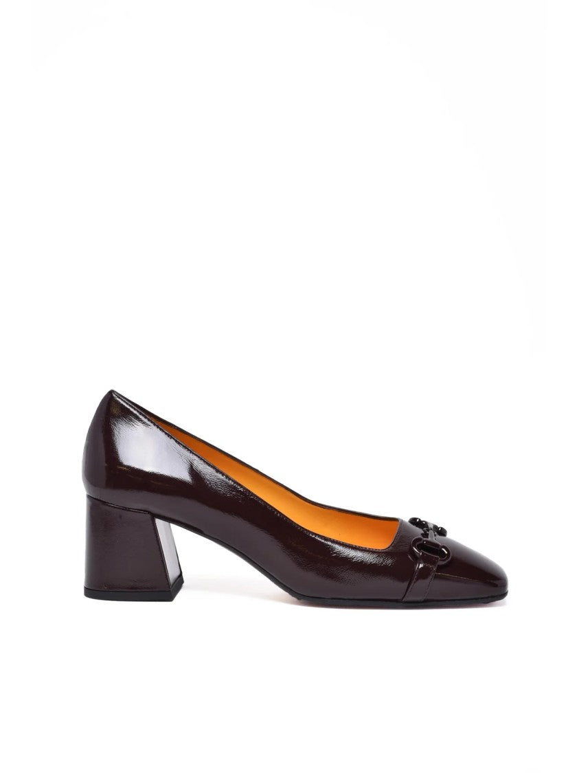 Mara Bini Chocolate Leather Chain Pumps