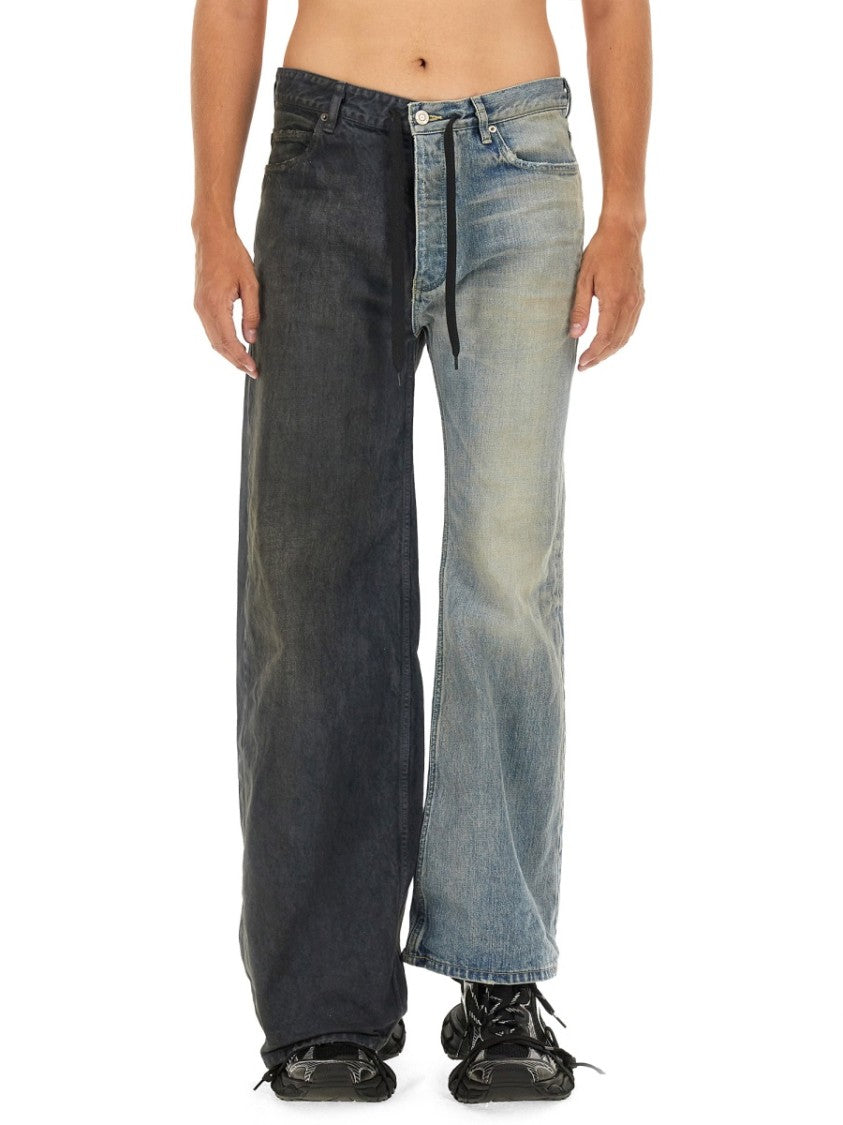 Balenciaga Two-Tone Large Fit Jeans With Distinctive Denim Panels