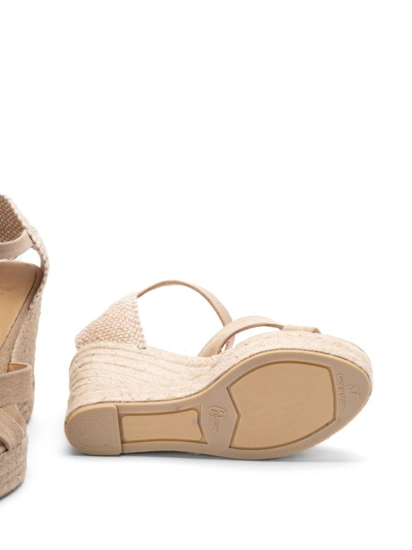 Castaner Beige Wedge Sandals With Braided Jute