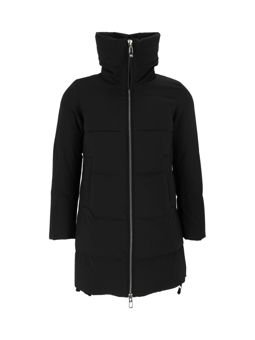 Duno Black High-Collar Adjustable Drawstring Jacket