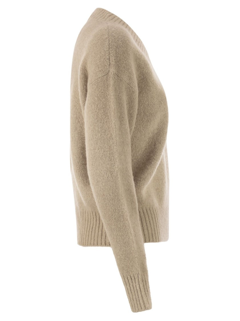 Max Mara Visita - V-Neck Sweater In Alpaca And Cotton