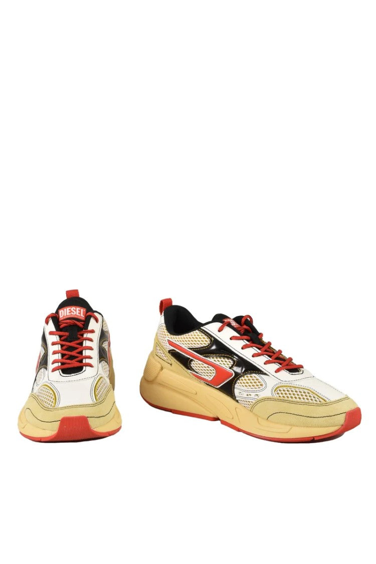 Diesel White Rubberized Rubber Sneakers