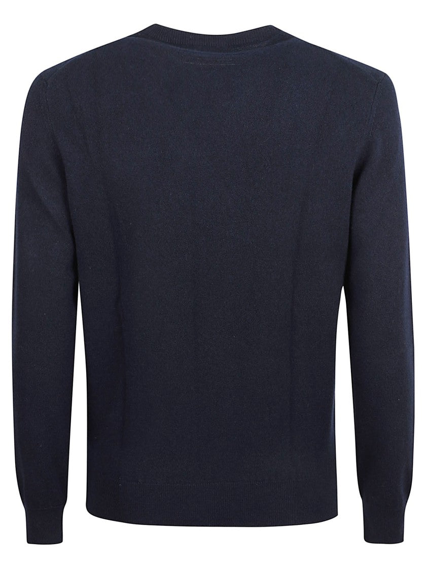 Zegna Crew Neck Cashmere Sweater With Ribbed Cuffs