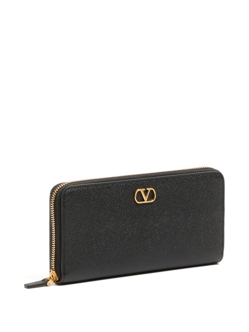 Valentino Textured Leather Zip-Around Vlogo Wallet