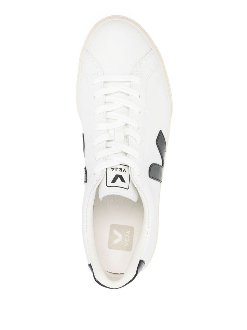 Veja White Leather Sneakers With Branded Heel Counter