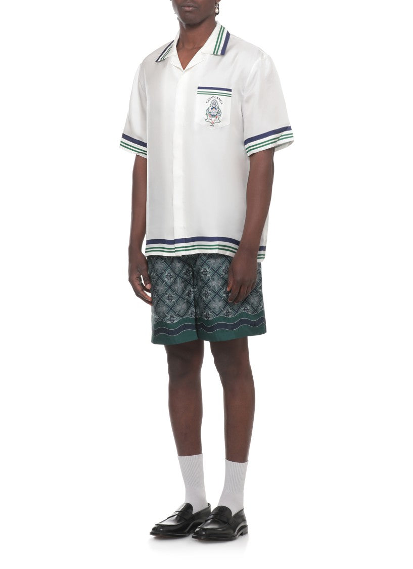 Casablanca White Hotel Emblem Silk Shirt