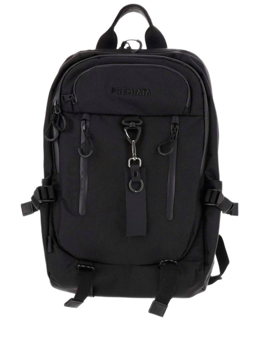 Premiata Multi-Compartment Black Nylon Gabardine Backpack