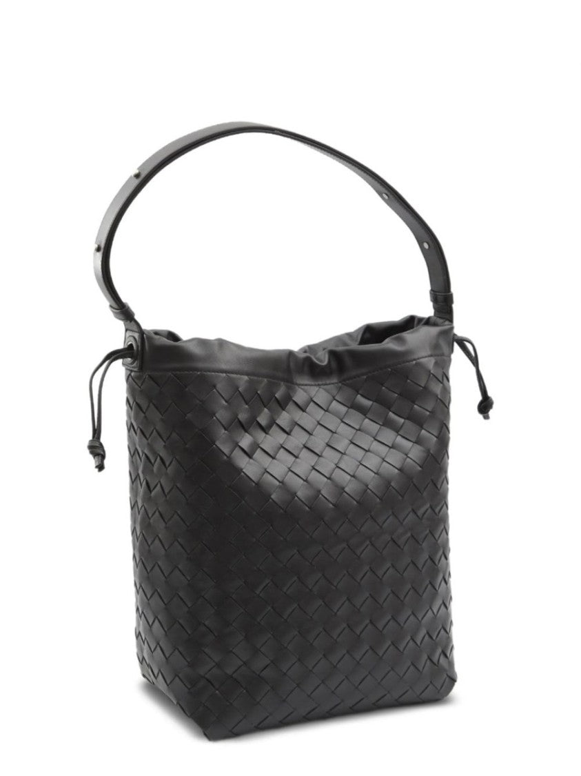 Bottega Veneta Woven Leather Shoulder Bag With Adjustable Strap And Soft Structure
