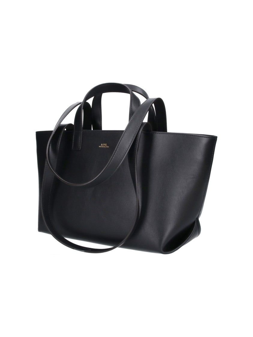 A.P.C. Black Le Drummer Leather Tote Bag