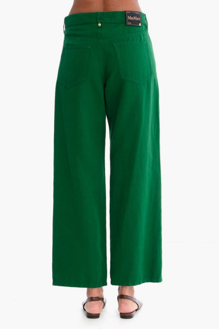 Max Mara Green Wide-Leg Five-Pocket Cotton-Blend Jeans