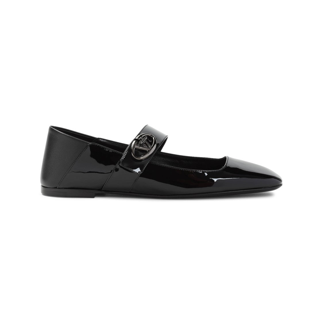 Valentino Black Leather Ballerinas With Glossy Finish