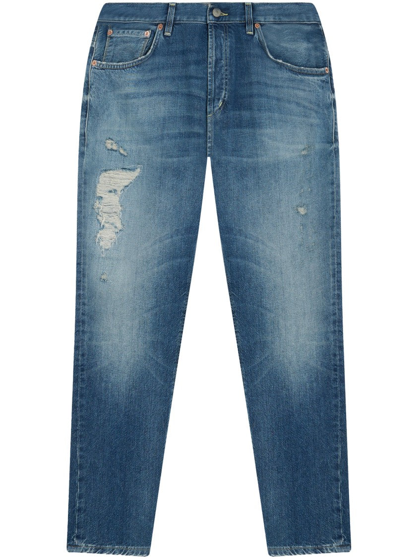 Dondup Medium Blue Denim Trousers With Classic Five-Pocket Design