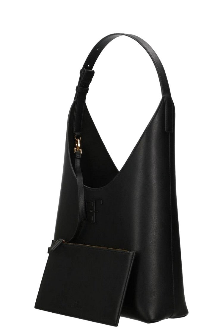 Elisabetta Franchi Black Curved Hobo Shoulder Bag