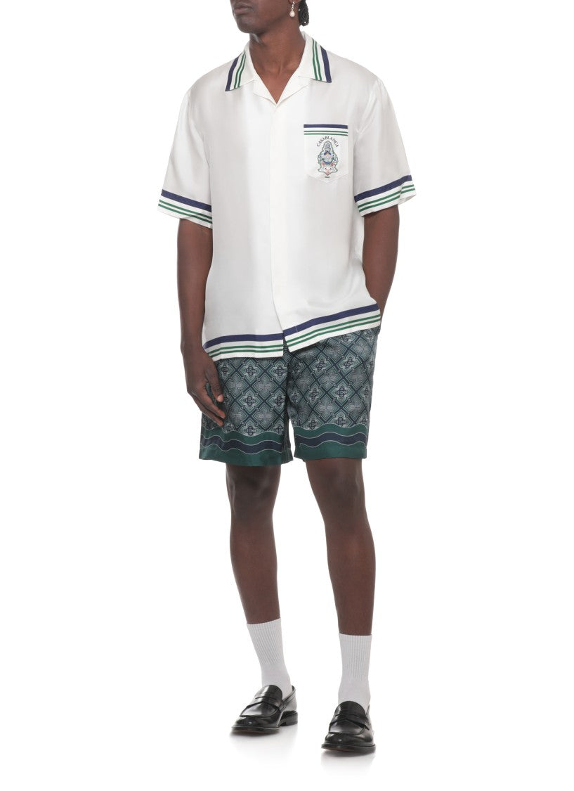 Casablanca White Hotel Emblem Silk Shirt