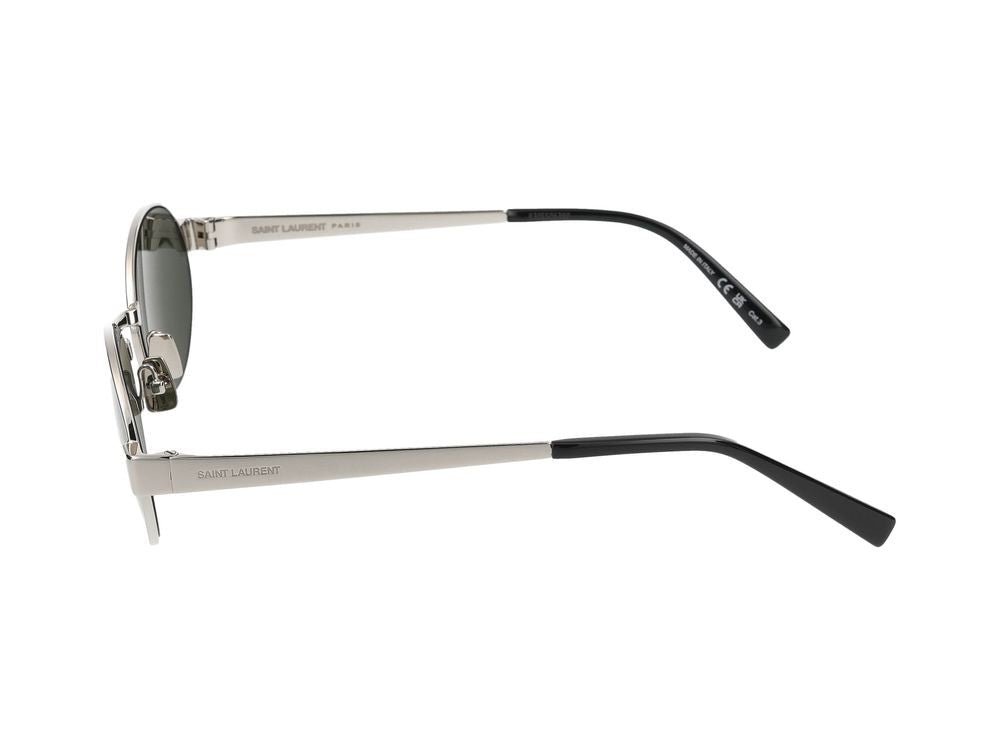 Saint Laurent Silver Round Silver-Finish Sunglasses