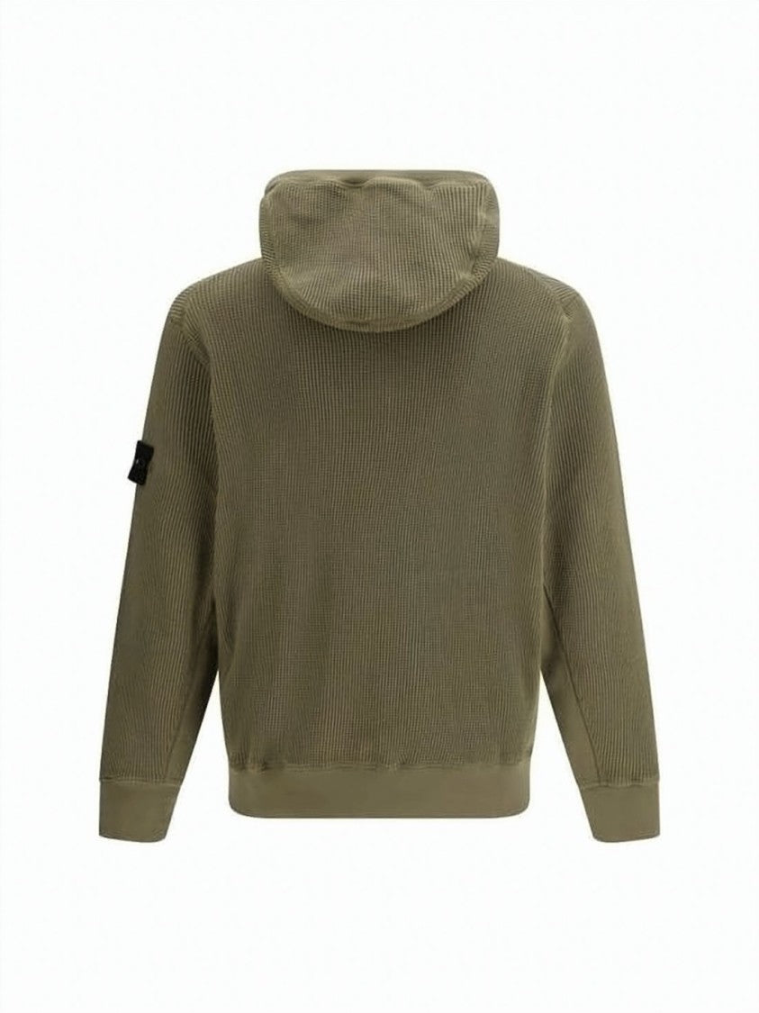 Stone Island Textured Ribbed Zip-Up Hoodie