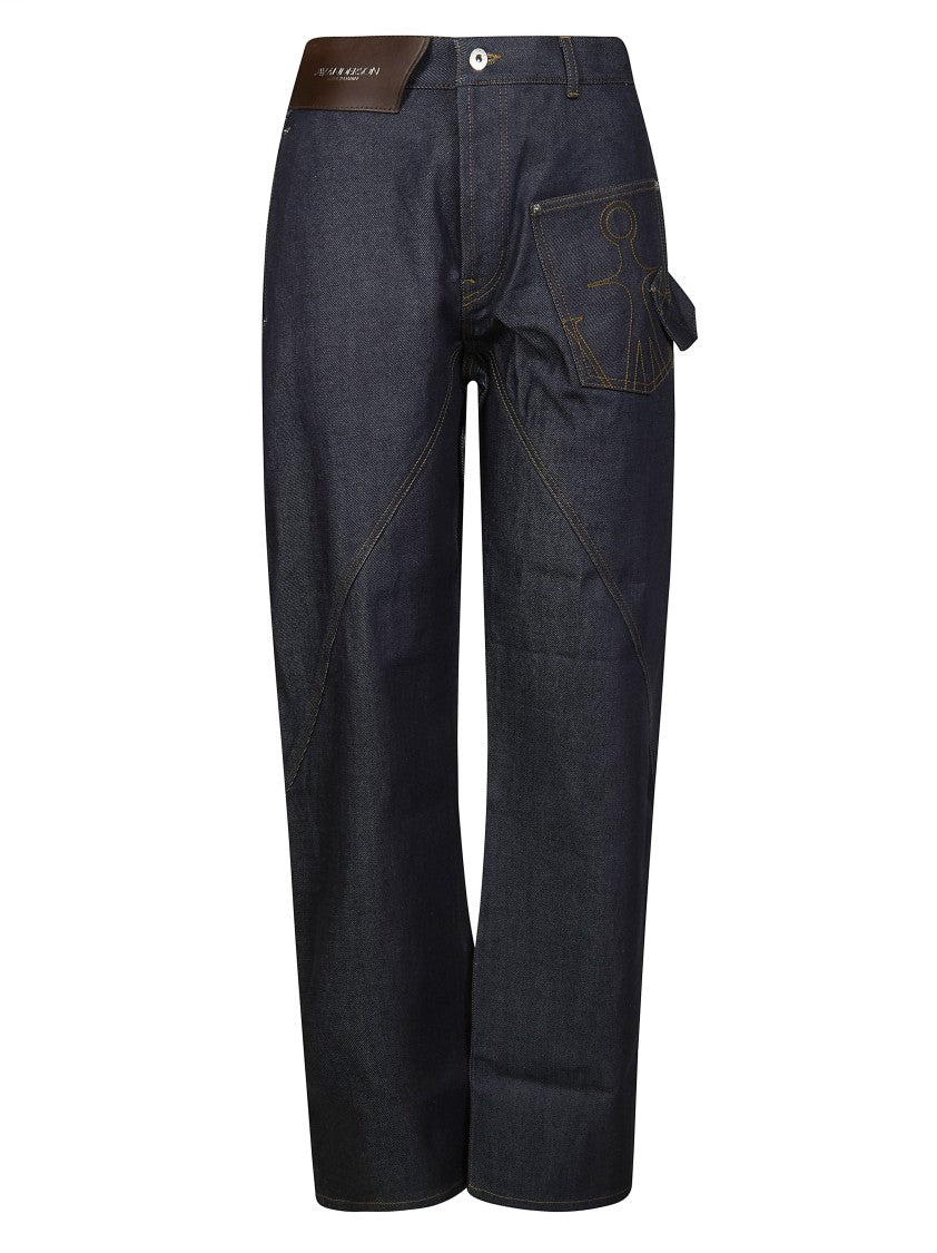 J. W. Anderson Twisted Angular-Seam Wide-Leg Jeans