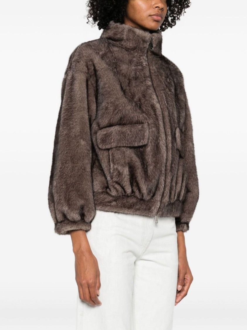 Betta Corradi Plush Faux Fur Cropped Jacket