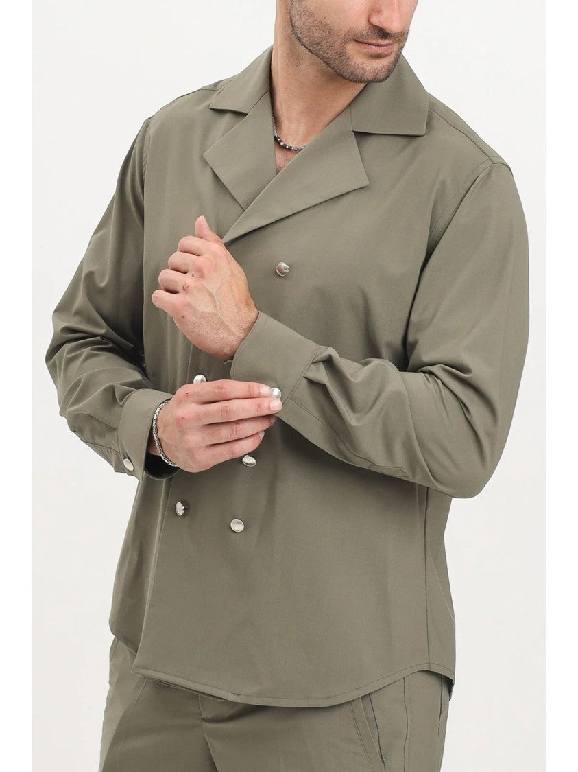 Yes London Military Green Wool Polyester Elastane Shirt