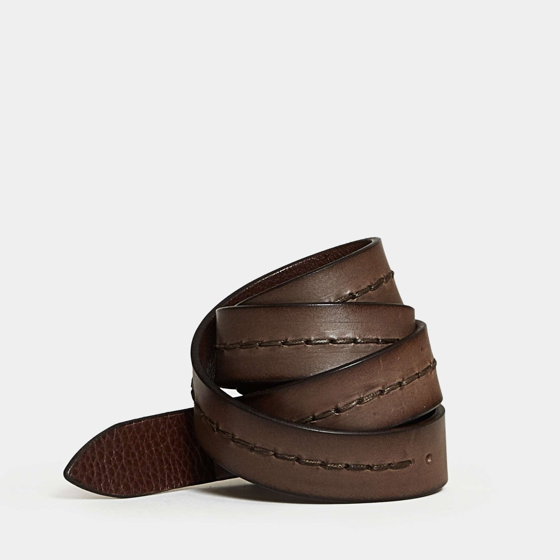 Orciani Ebony Leather Belt With Intricate Stitching
