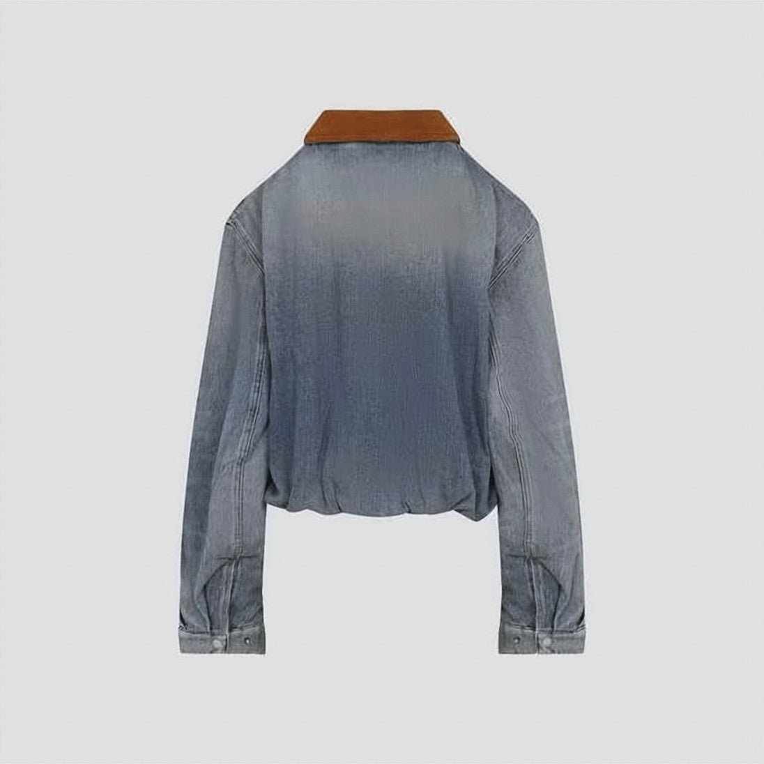 Acne Studios Washed Denim Jacket With Brown Suede Collar
