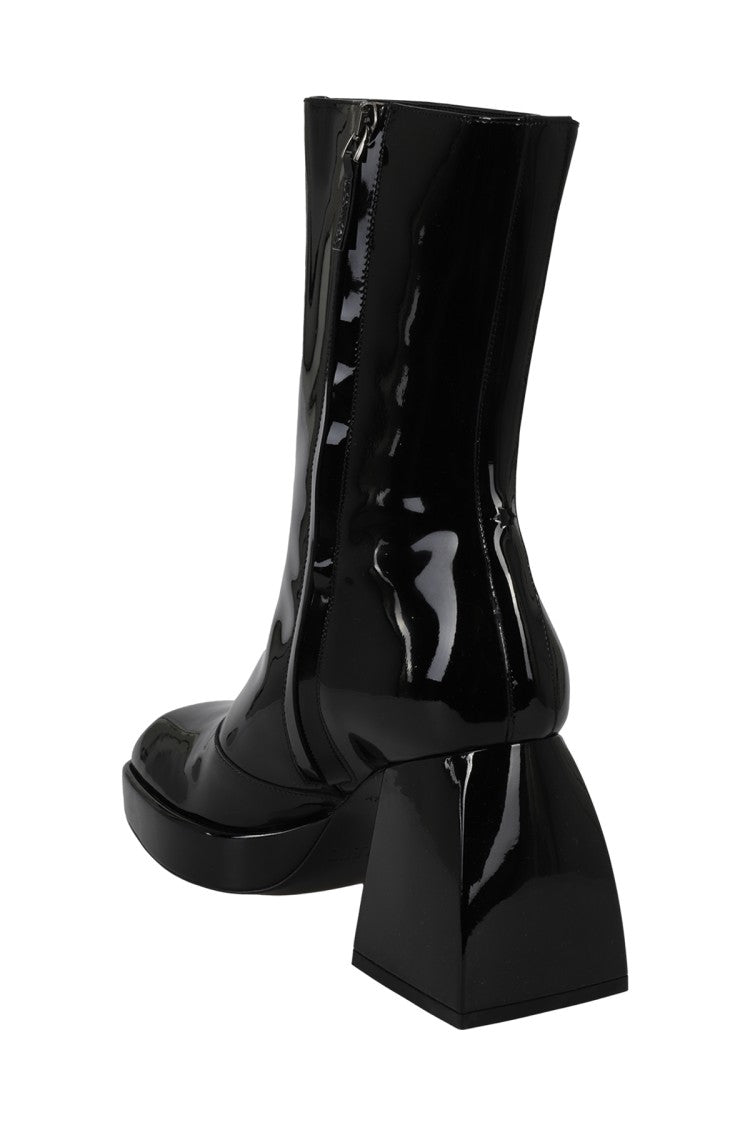 Nodaleto High Gloss Calfskin Leather Bulla Corta Boots
