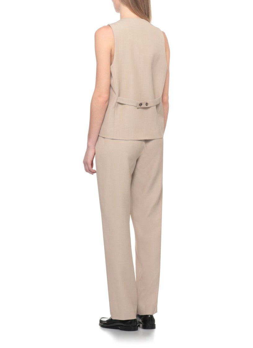 Loulou De Saison Beige Paco Front Buttons Vest