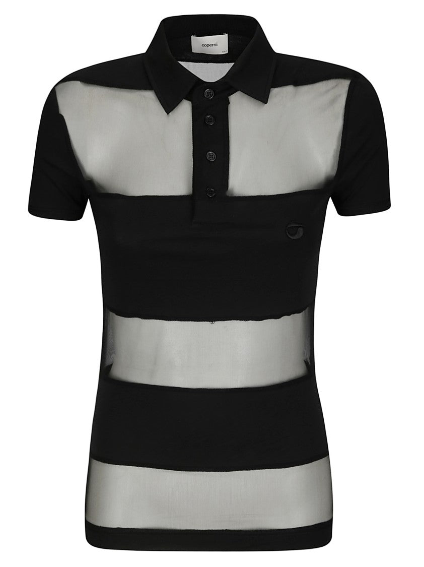 Coperni Short Sleeve Striped Polo Shirt With Collar