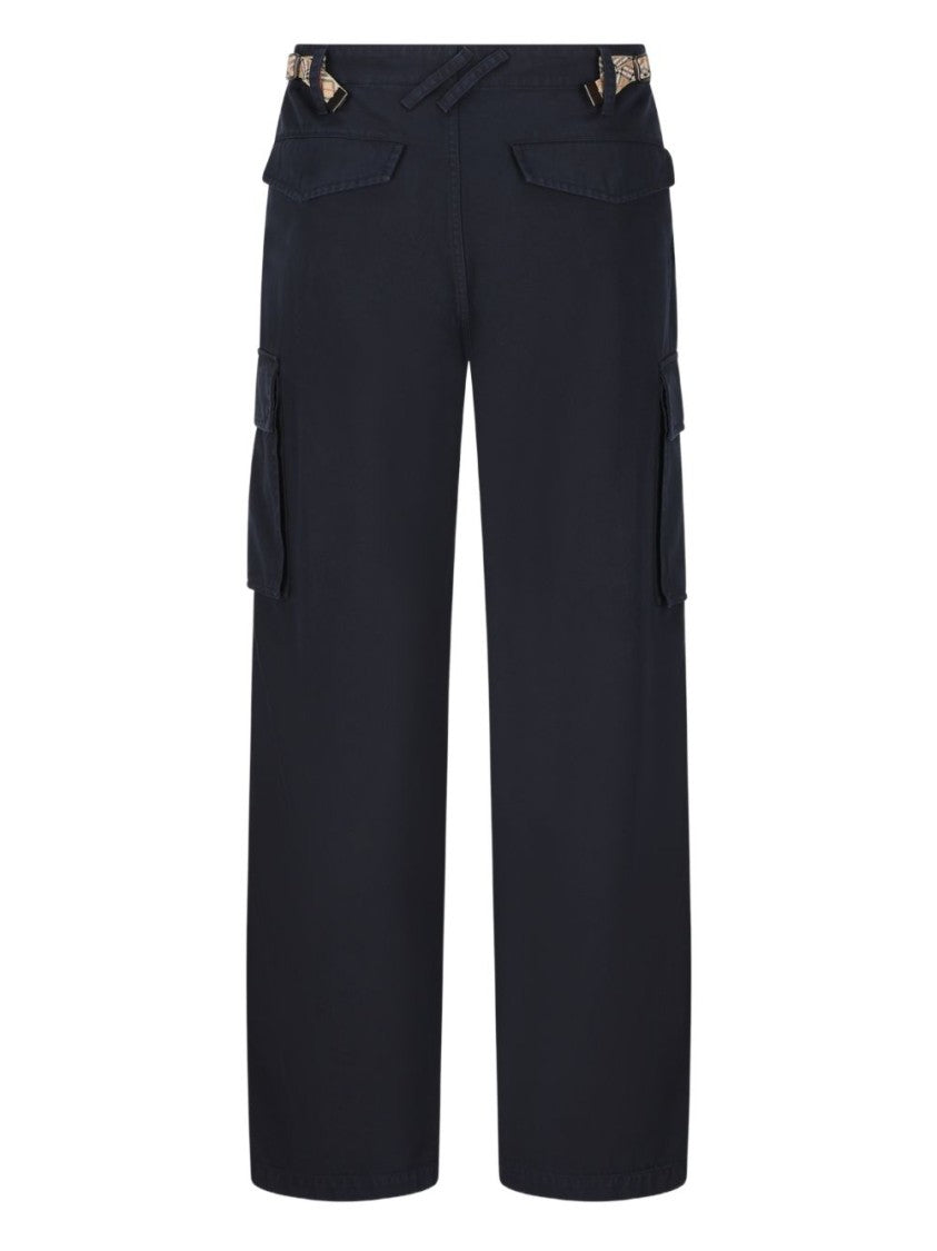 Burberry Blue Side Cargo Pockets Cotton Cargo Pants