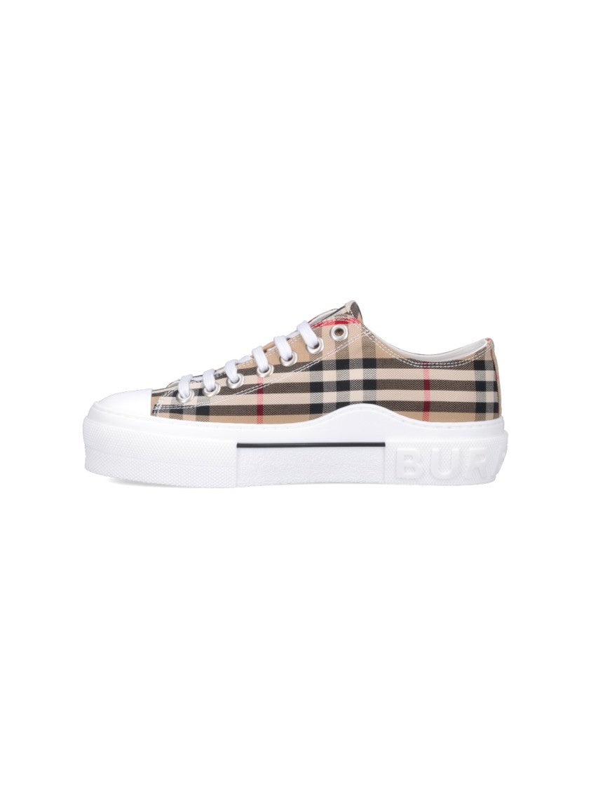 Burberry Check Pattern Low-Top Sneakers With Logo Accents