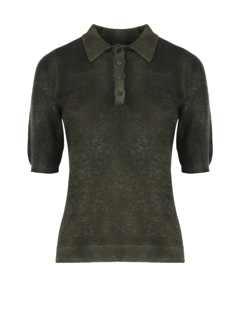 Avant Toi Green Ribbed Short-Sleeve Polo Shirt