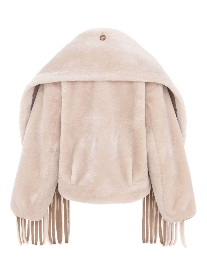 Urbancode Reversible Bomber Jacket With Attached Fringed Scarf