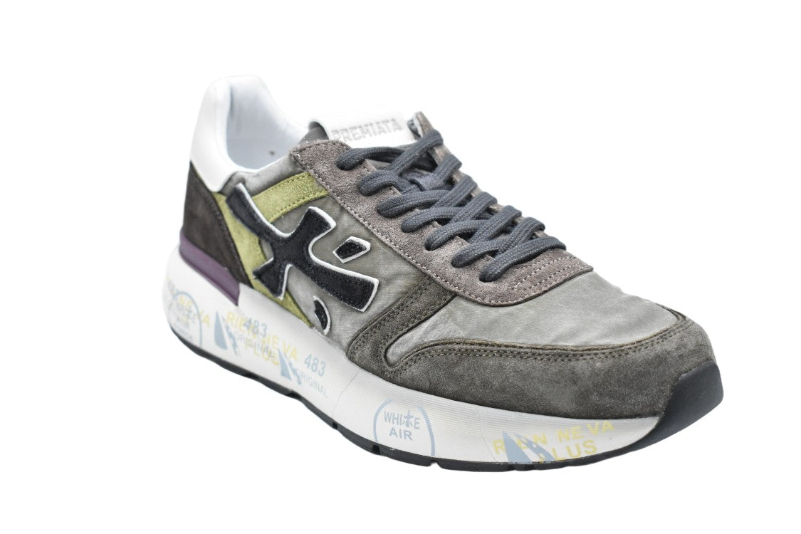 Premiata Sole Low-Top Sneakers In Grey And Green