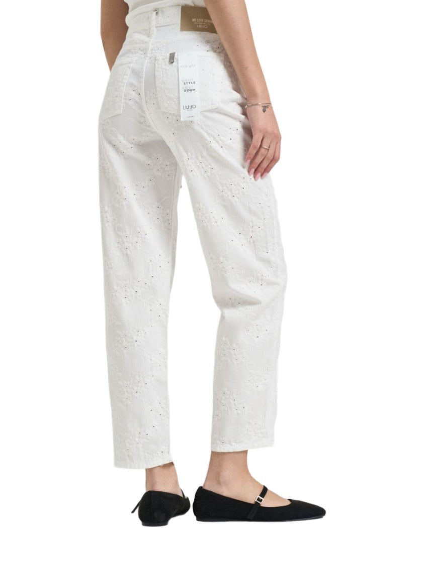 Liu Jo White Floral Embroidery Jeans