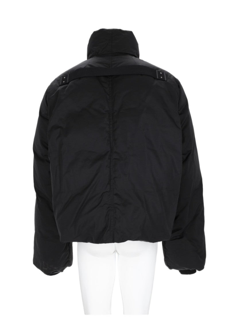 Rick Owens Cropped Padded Jacket With Asymmetrical Zipper And High Collar