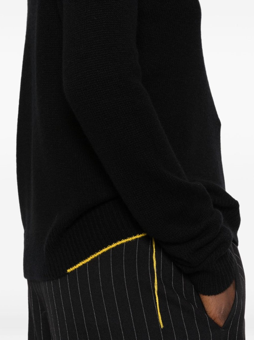 Fendi Black Knit Jacket With V-Neckline And Ribbed Details
