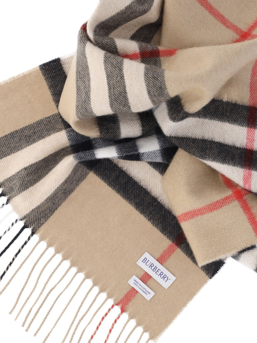 Burberry Beige Check Cashmere Scarf