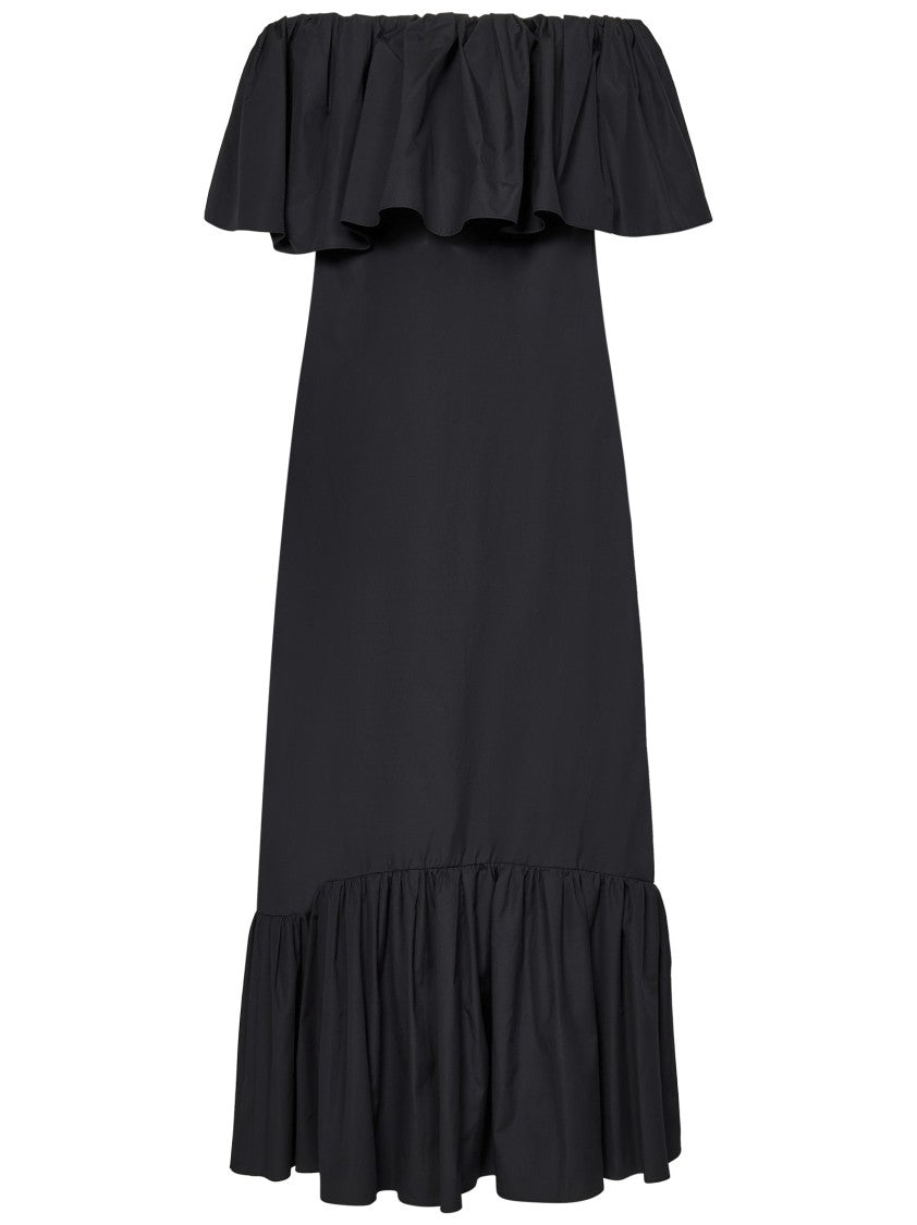 Max Mara Maxi Dress In Black Cotton Poplin