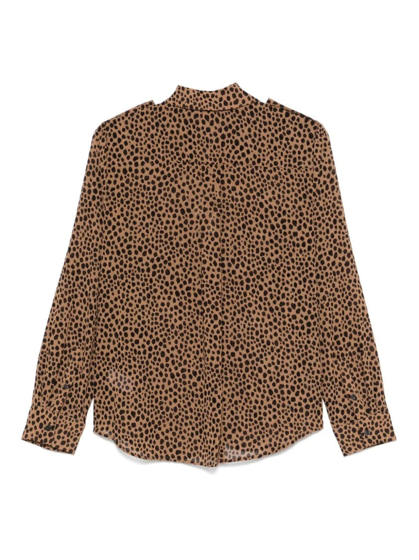 Michael Kors Leopard-Print Long Sleeve Shirt With Button-Down Front