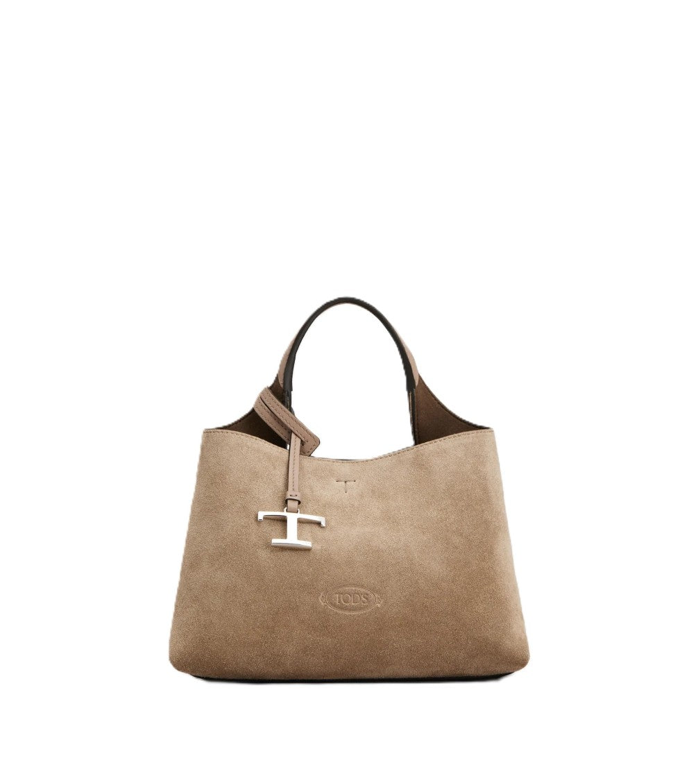 Tod's Structured Suede Shoulder Bag With Embossed Logo