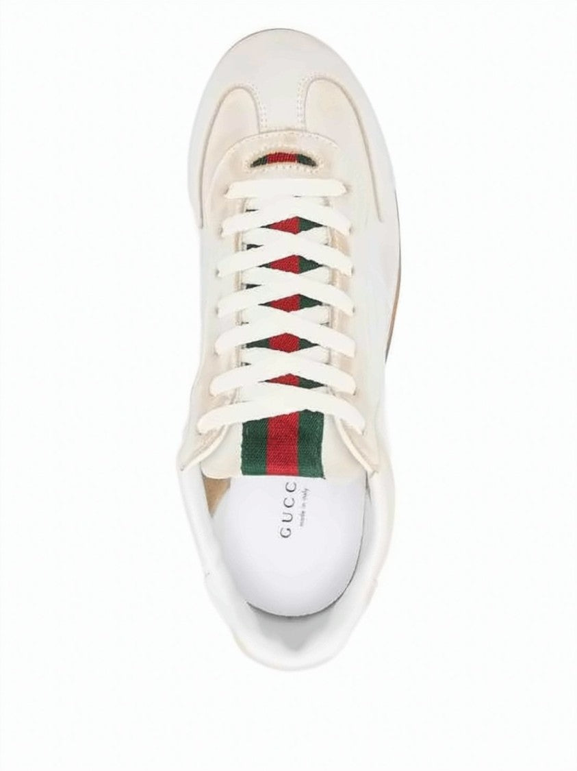 Gucci Low-Profile Leather Sneakers With Signature Stripes