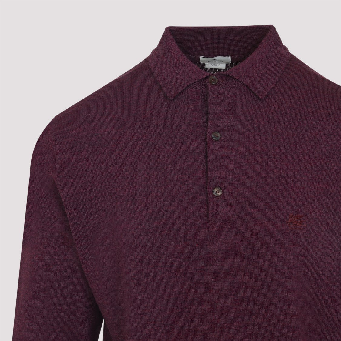 Etro Red Wool Polo Sweater With Button Placket