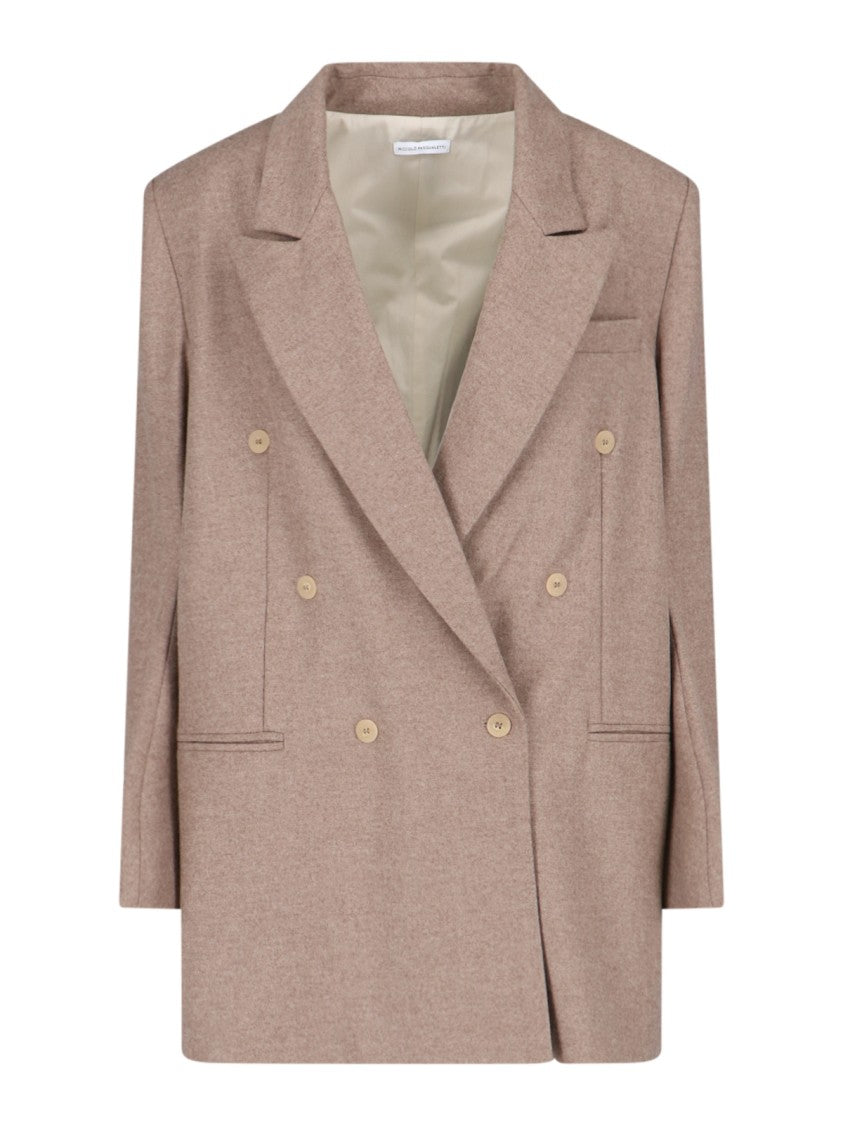 Niccolò Pasqualetti Double-Breasted Blazer In Beige Virgin Wool