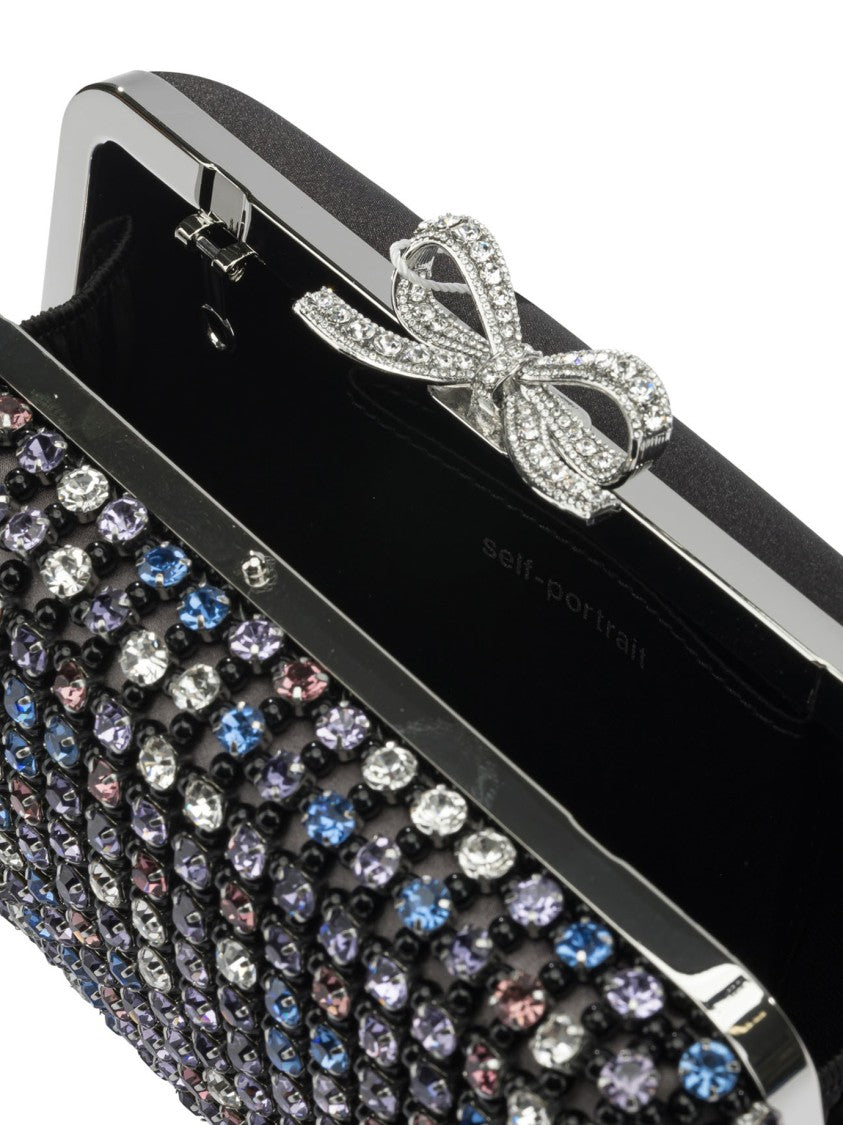 Self-Portrait Multi-Crystal Knit Clutch Bag