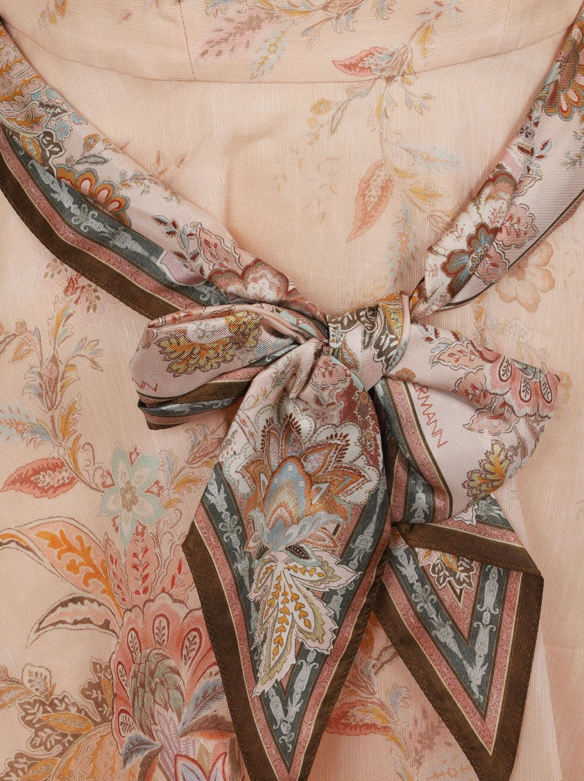 Zimmermann Structured Midi Dress With Sweetheart Neckline And Removable Scarf