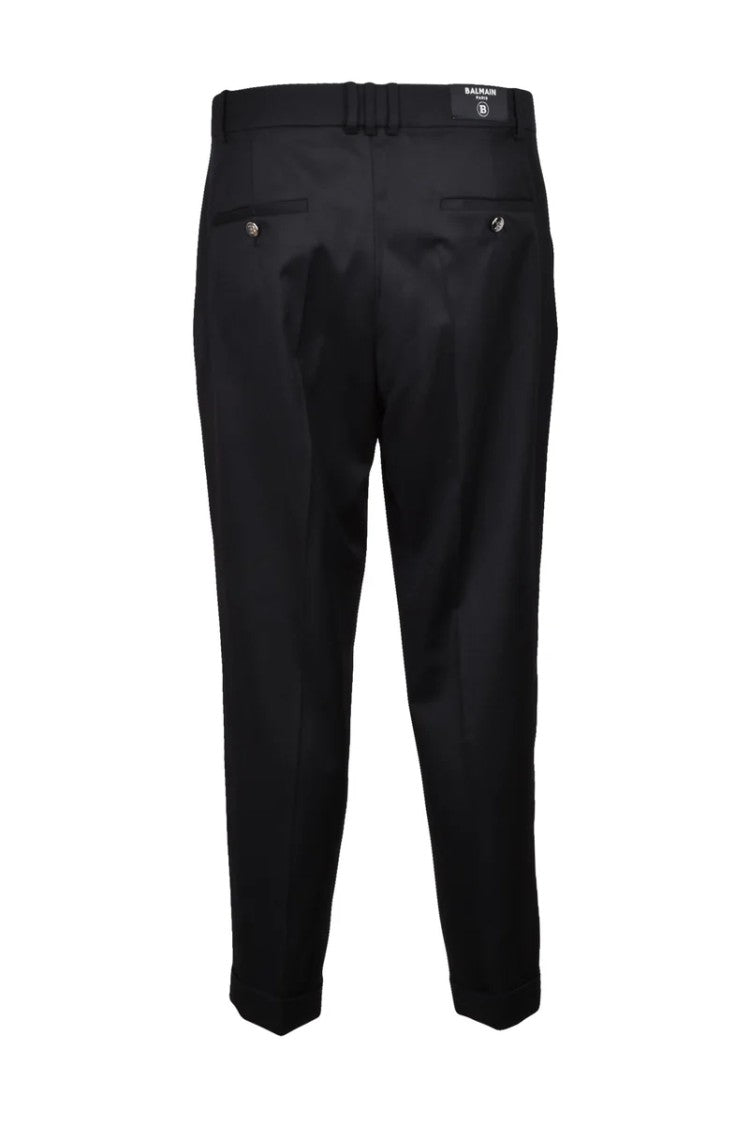 Balmain Classic Wool Trousers - Black
